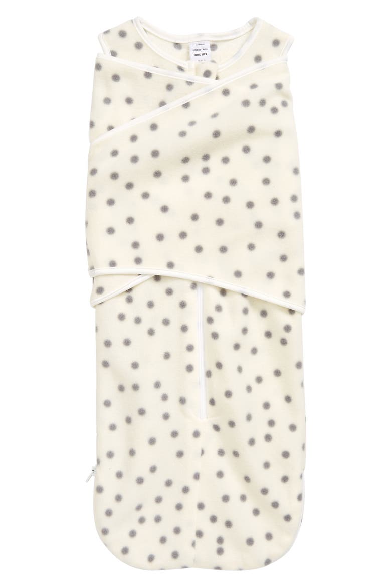 Print Wearable Wrap Blanket, Main, color, IVORY EGRET SCATTERED DOT