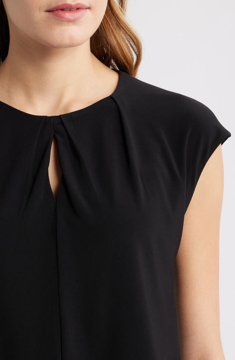 Anne Klein Pleat Neck Cap Sleeve Top, Alternate, color, Anne Black