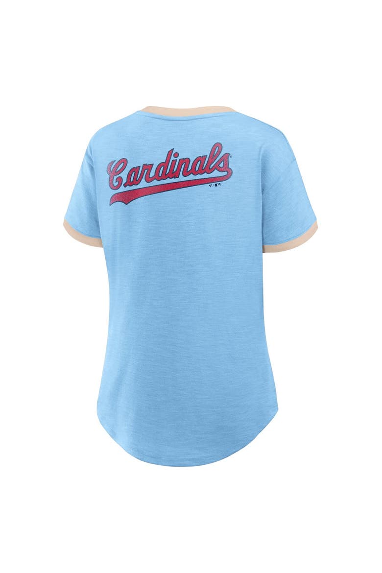 Women's Fanatics Light Blue St. Louis Cardinals Binge Worthy Stadium Slub V-Neck T-Shirt, Alternate, color, Light Blue