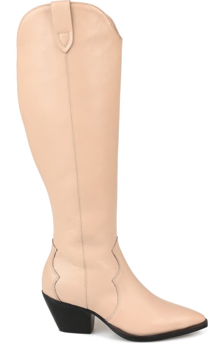 Journee Signature Pryse Leather Western Boot, Alternate, color, Nude
