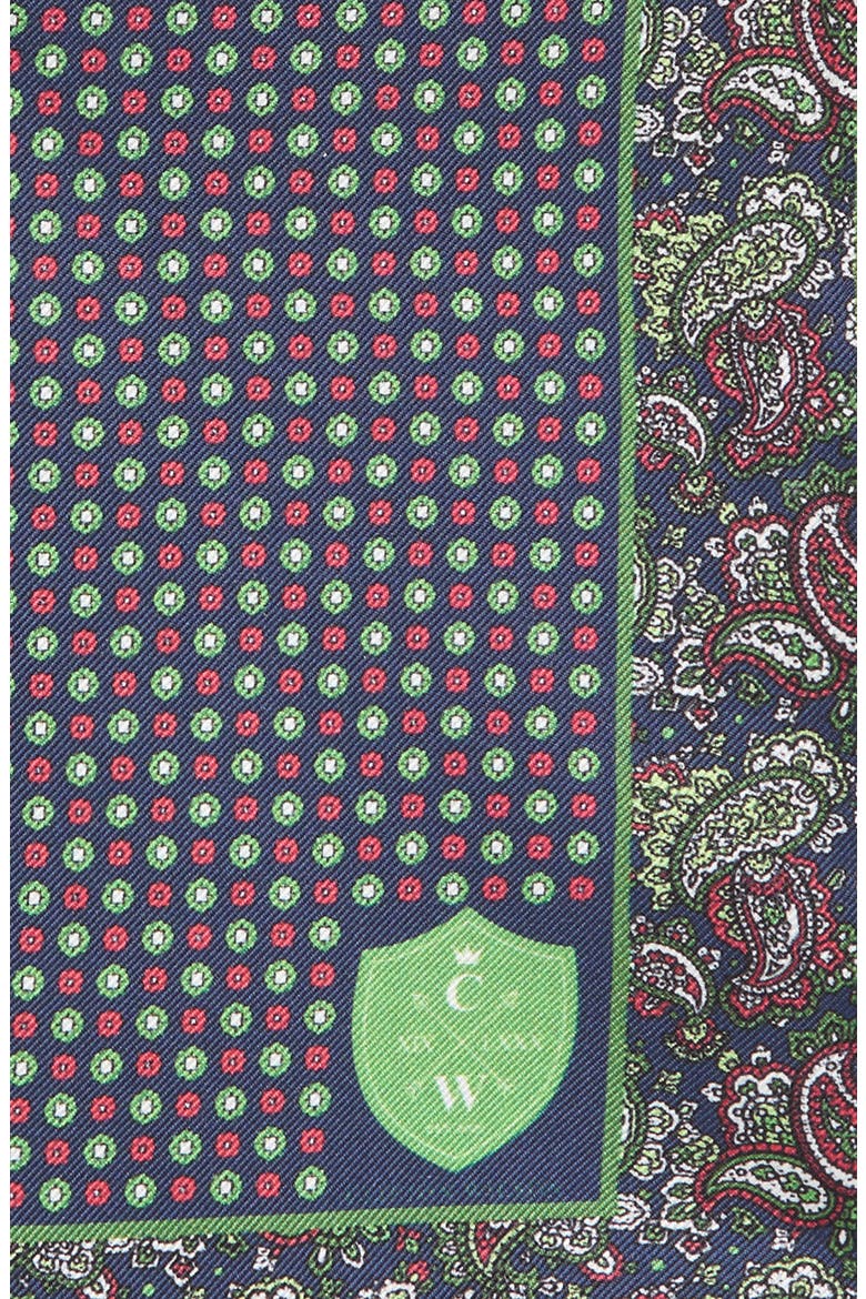 Paisley Silk Pocket Square, Alternate, color, GREEN