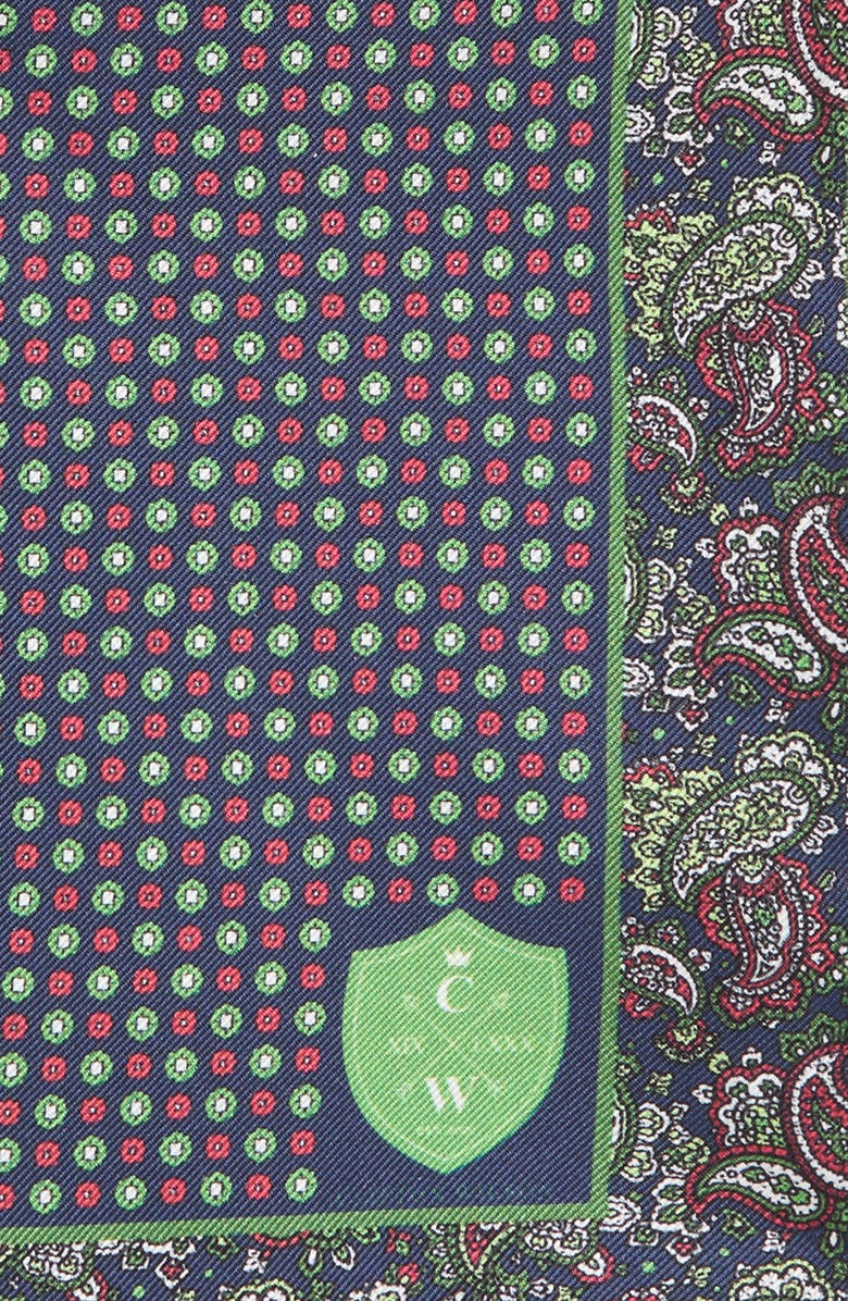 CLIFTON WILSON Paisley Silk Pocket Square, Alternate, color, Green