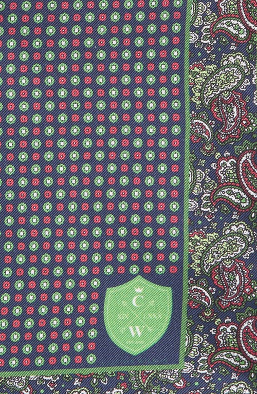 Clifton Wilson Paisley Silk Pocket Square In Green