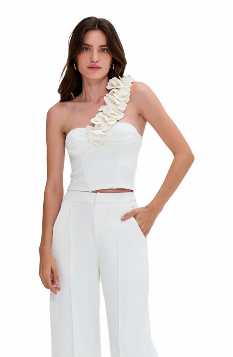 PatBO Merian Knit One Shoulder Top, Main, color, Off White