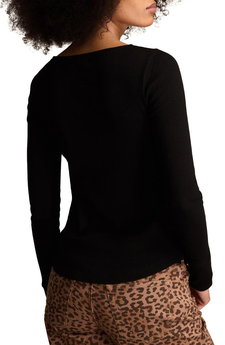 Lucky Brand Lace Yoke Cotton Henley, Alternate, color, Caviar