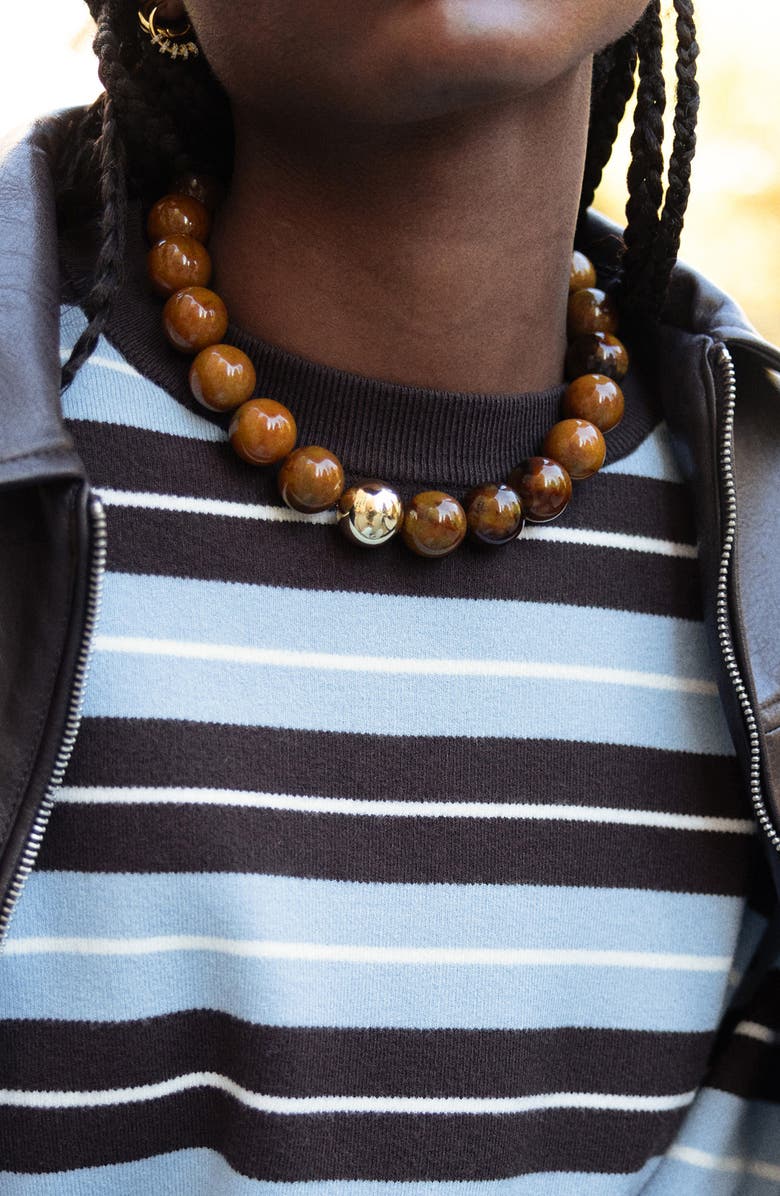 BaubleBar Jane Beaded Necklace, Alternate, color, Brown