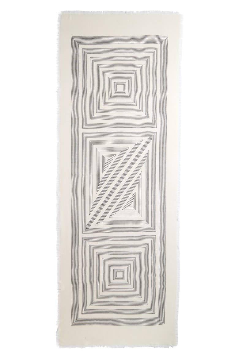Eyelash Trim Print Cashmere & Silk Wrap, Alternate, color, IVORY FRAMED LINES
