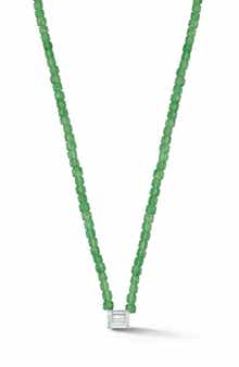 Emerald Cut Beaded Pendant Necklace