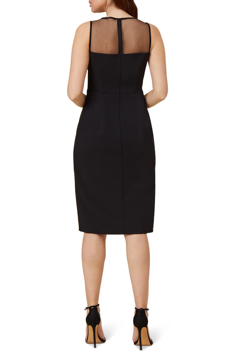 Adrianna Papell Illusion Yoke Crepe Sheath Dress, Alternate, color, 