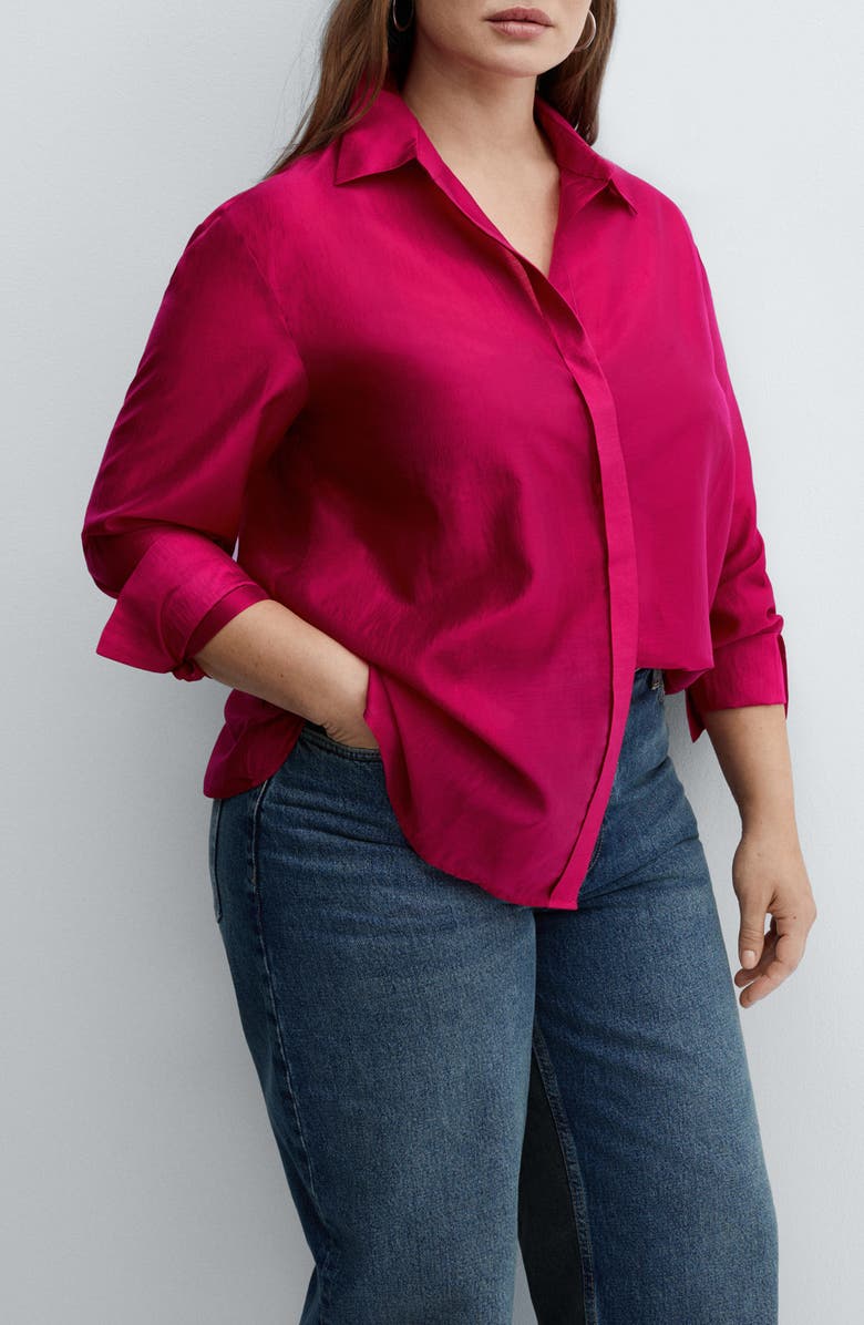 MANGO Malva Button-Up Shirt, Alternate, color, 