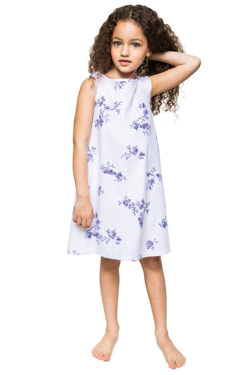 Petite Plume Kids' Amelie Floral Nightgown, Main, color, Indigo Floral