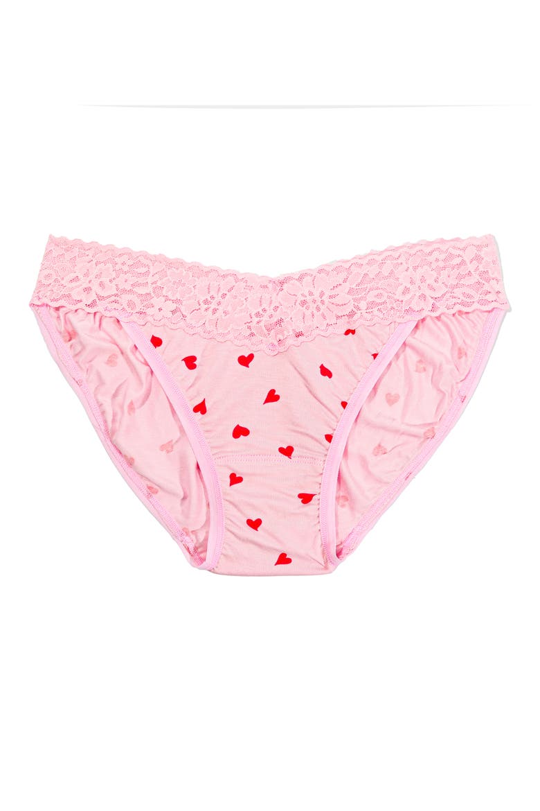 Dream Printed V-Cut Bikini Briefs, Alternate, color, SO IN LOVE PINK