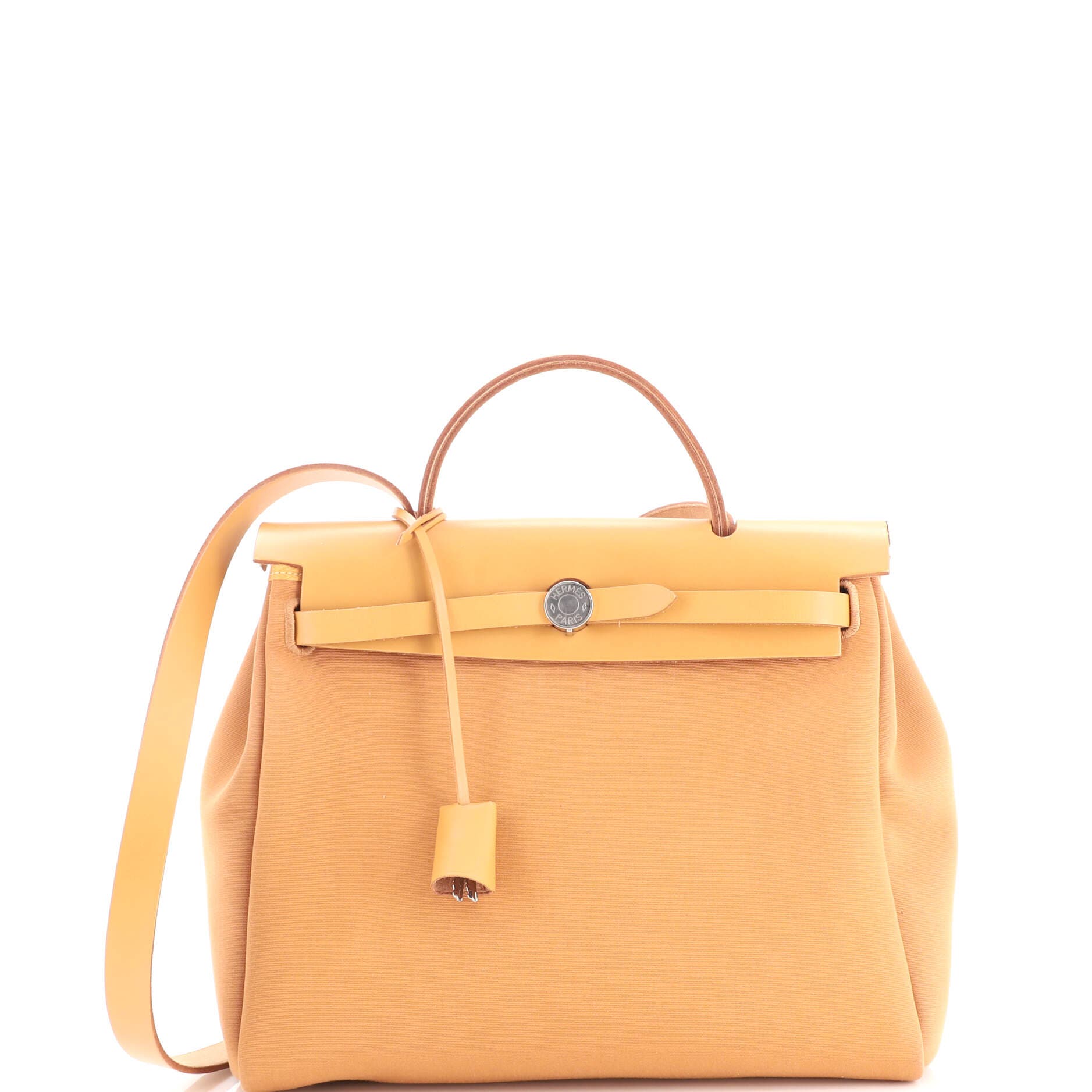 Herbag Zip Verso Leather and Toile 31, Main, color, Brown