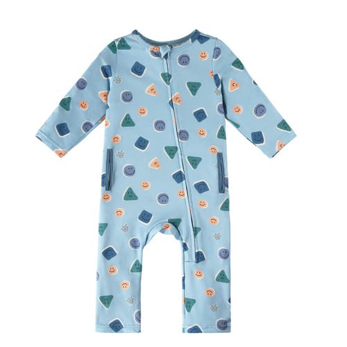 Uv Skinz Active Fleece Romper In Smiley Pals