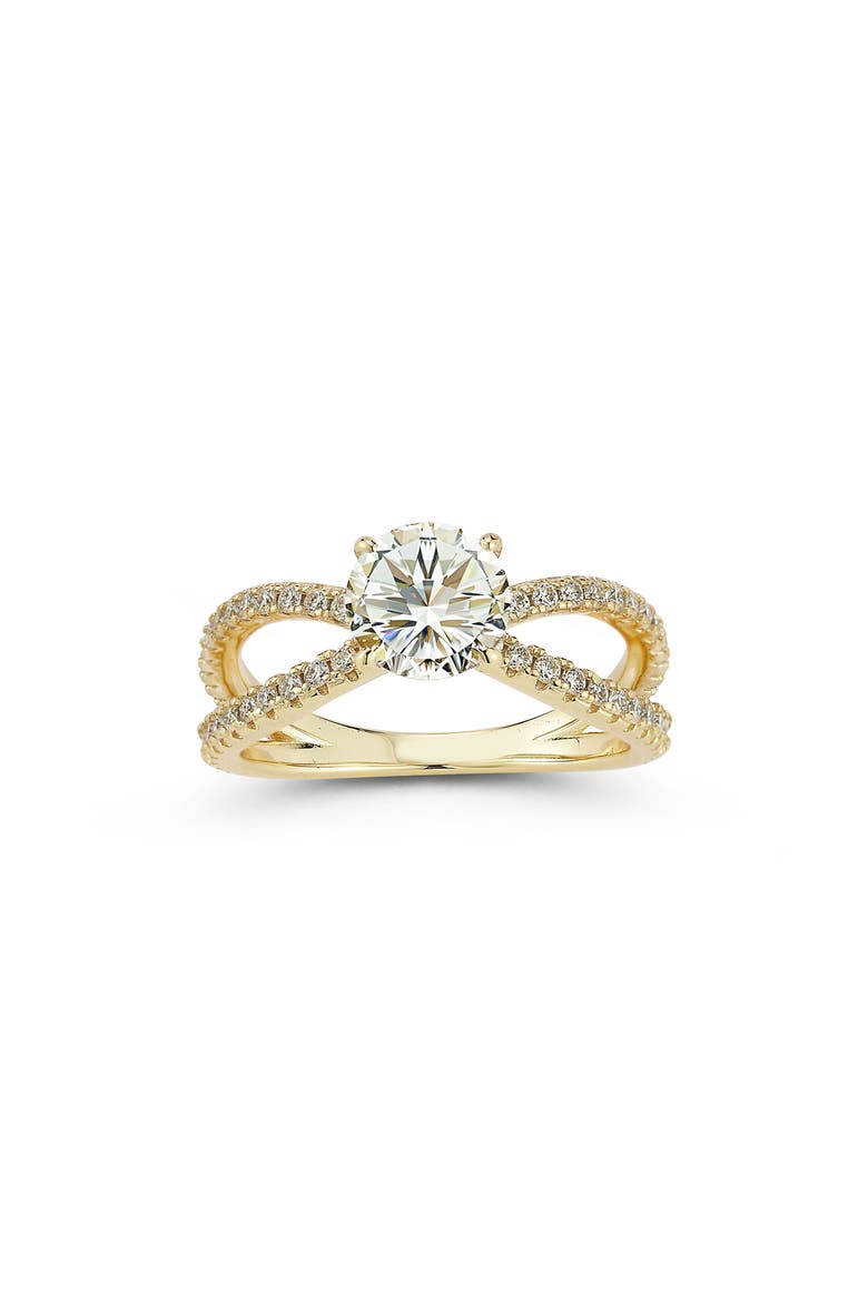 Round Moissanite Caged Band Ring, Main, color, GOLD/ MOISSANITE