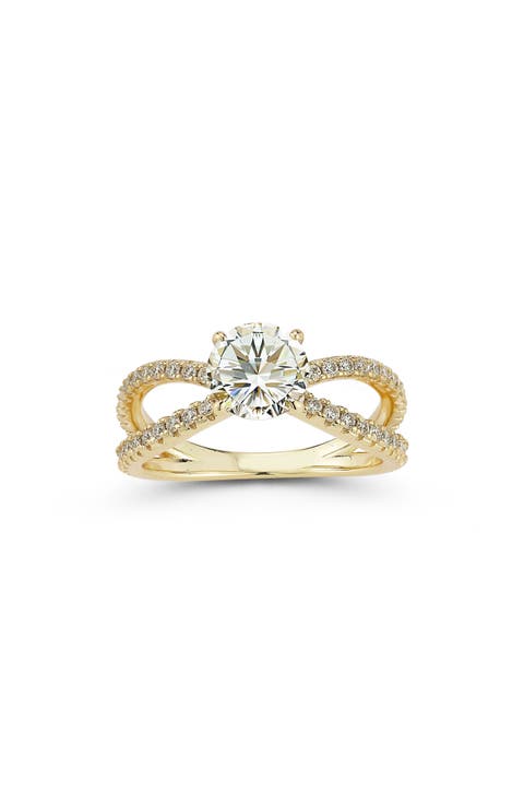 Round Moissanite Caged Band Ring