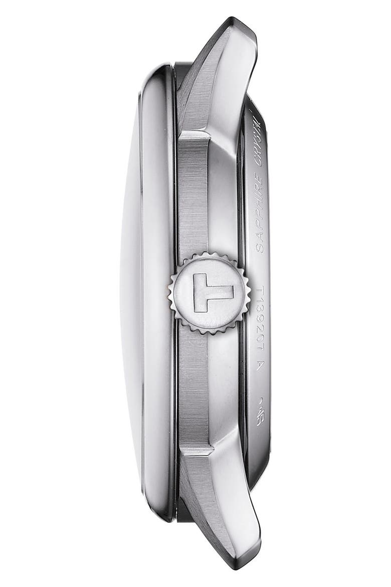 Chemin des Tourelles Powermatic 80 Leather Strap Watch, 34mm, Alternate, color, SILVER
