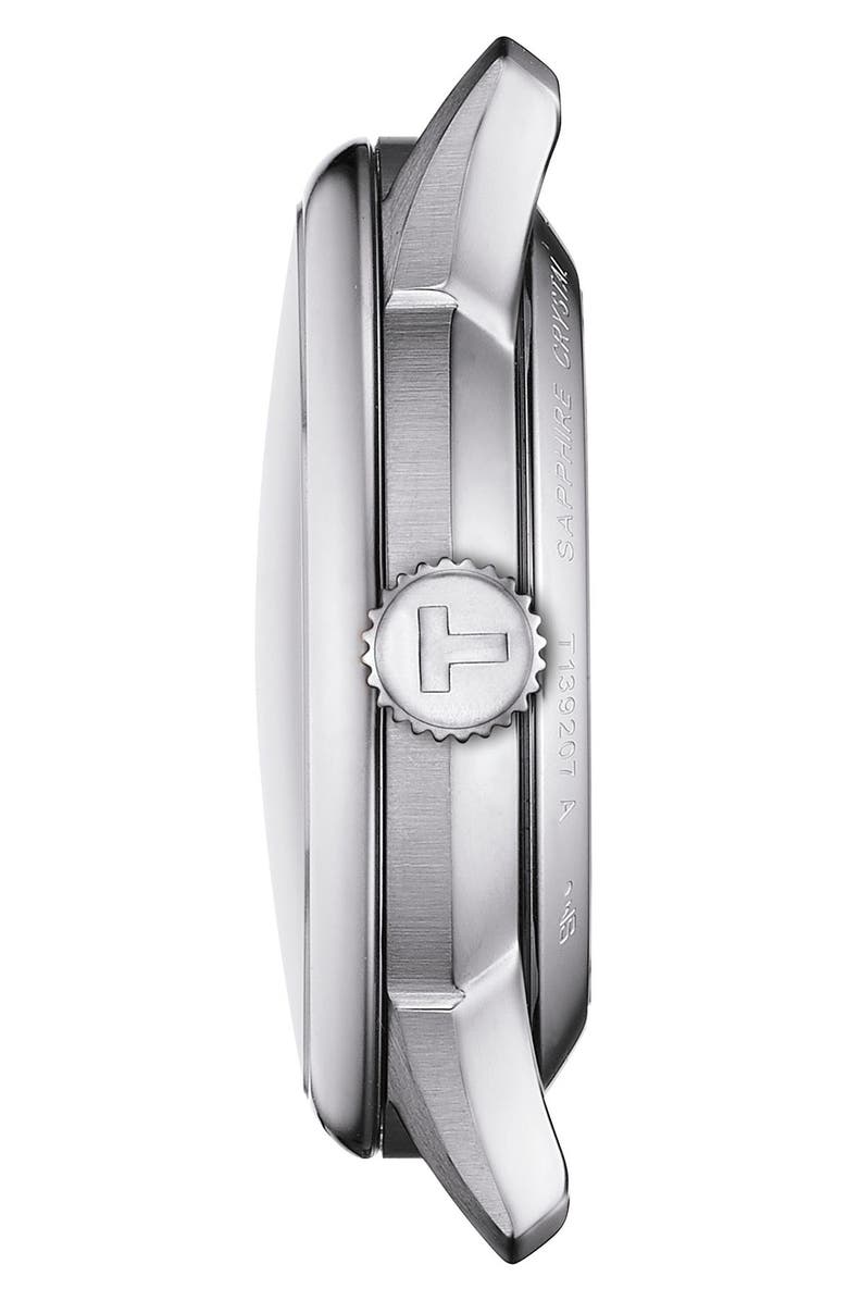 Tissot Chemin des Tourelles Powermatic 80 Leather Strap Watch, 34mm, Alternate, color, Silver