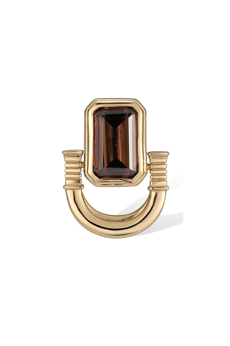 Olympieion Earrings, Alternate, color, Brown & Gold