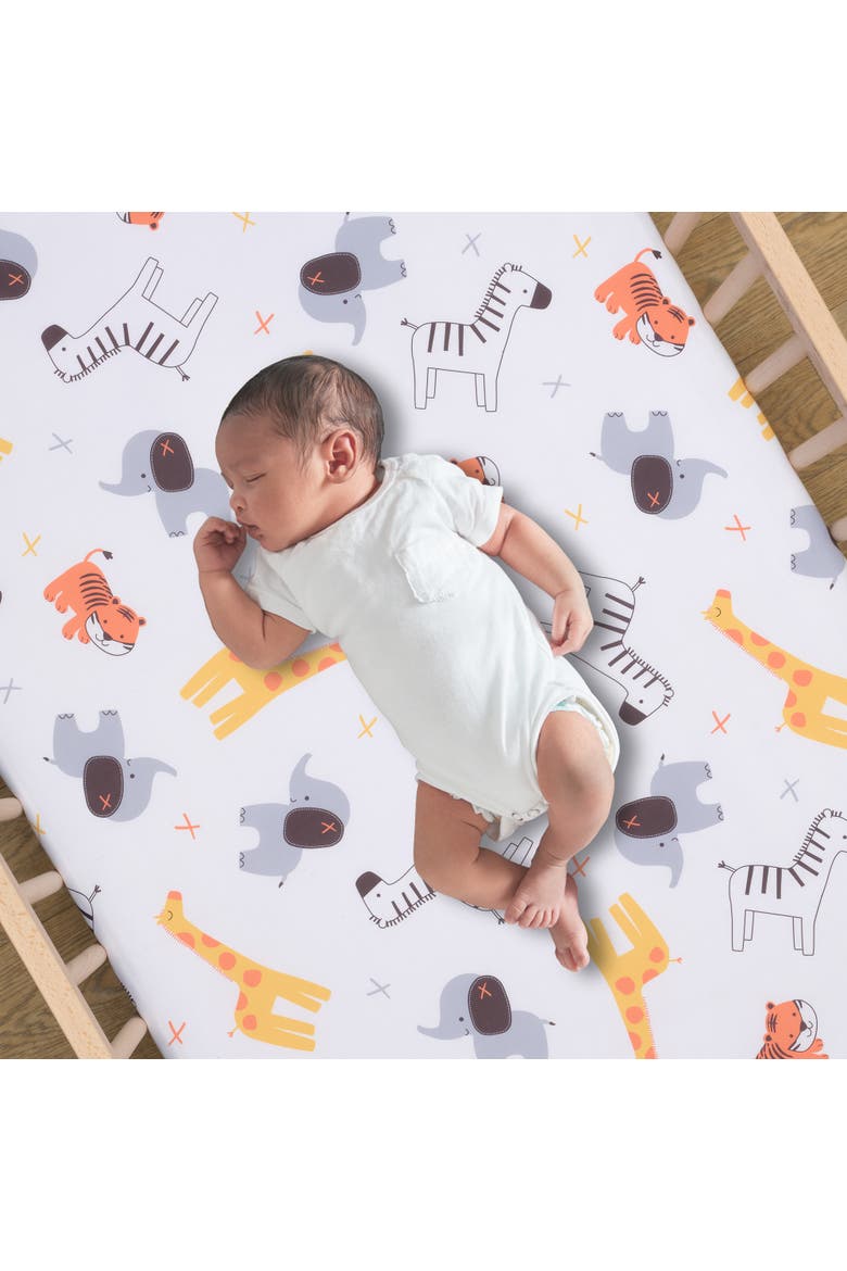 Lollipop Jungle Baby Fitted Crib Sheet, Alternate, color, White