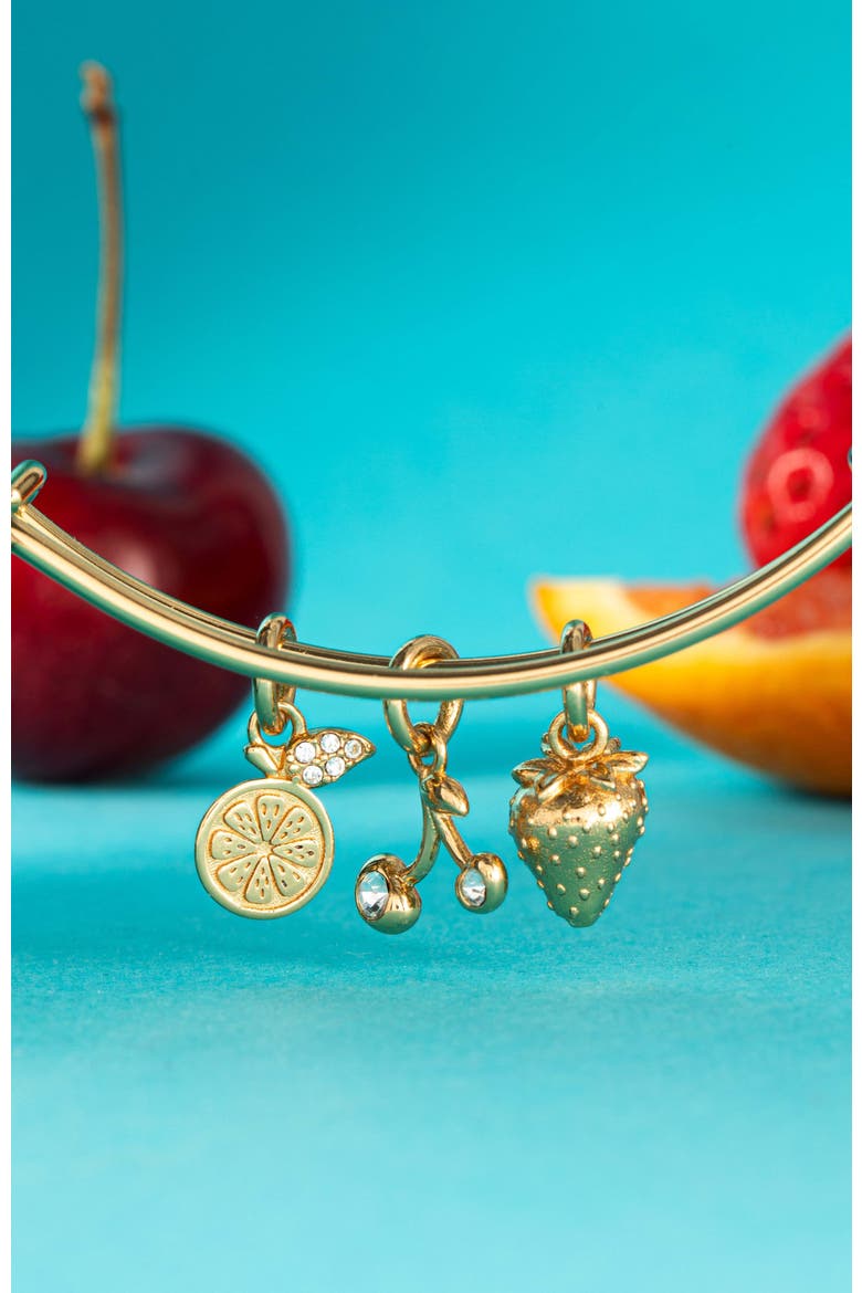 Summer Fruits Charm Bangle, Alternate, color, Gold