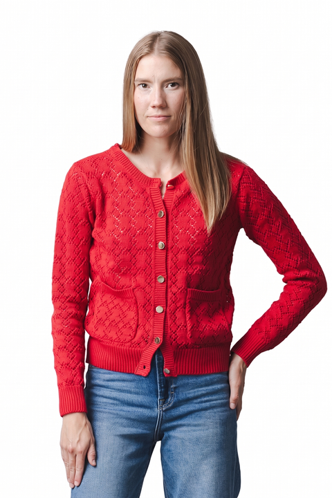 Women's Organic Cotton Pointelle Cardigan