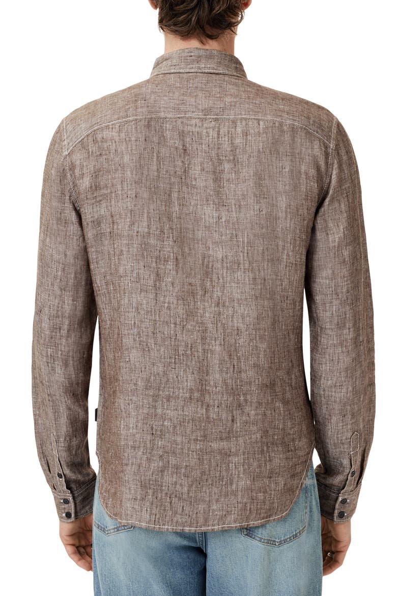 Ben Linen Button-Up Shirt, Alternate, color, EARTH BROWN