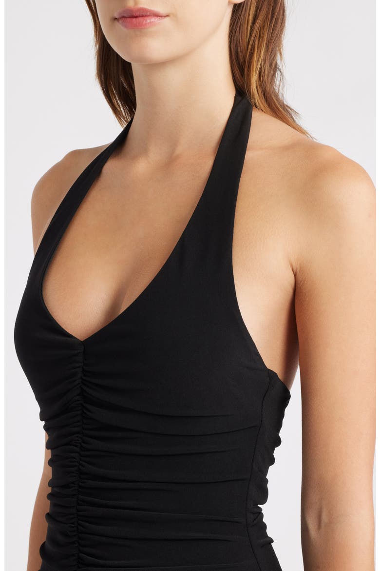 Ity Asymmetric Tiered Ruffle Halter Minidress, Alternate, color, BLACK