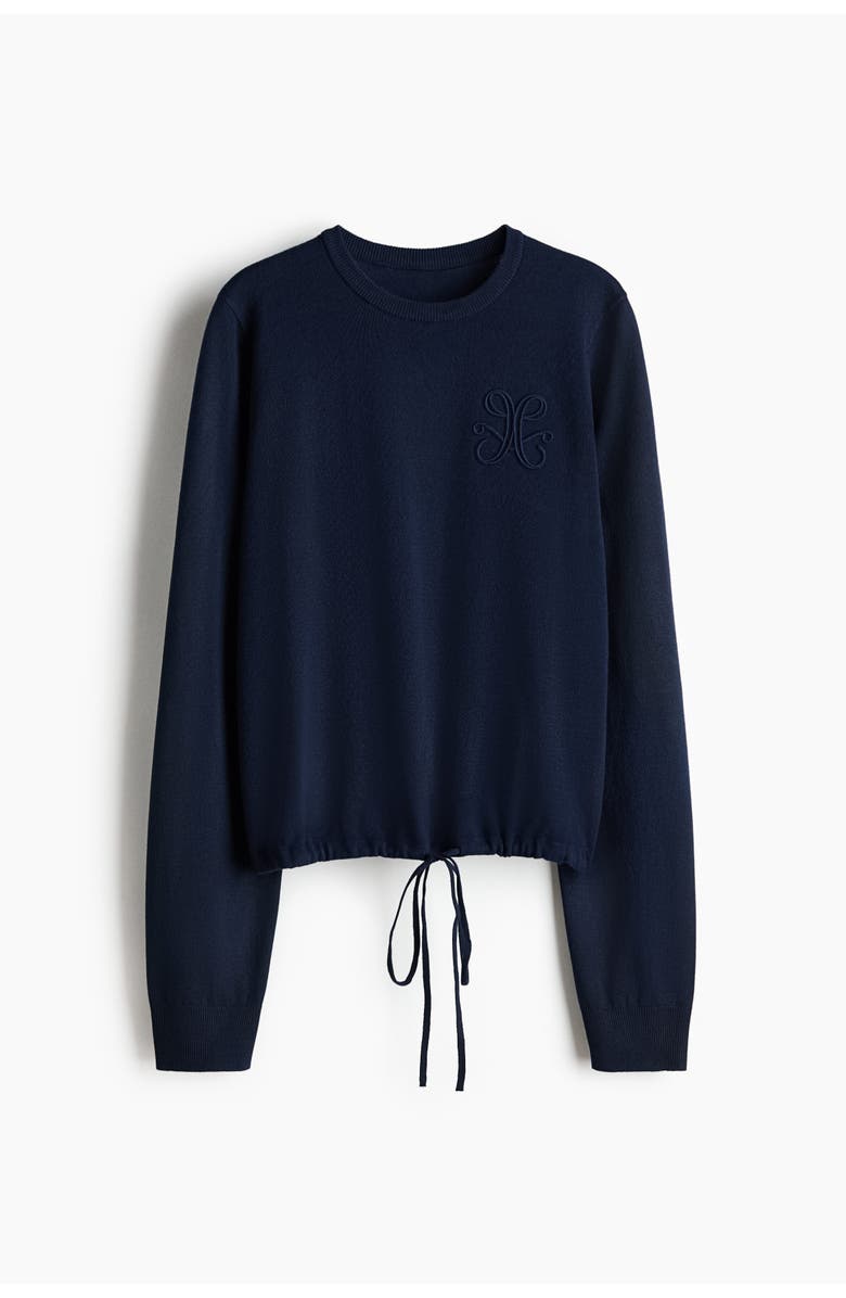 H&M Drawstring Jumper, Main, color, Dark Blue