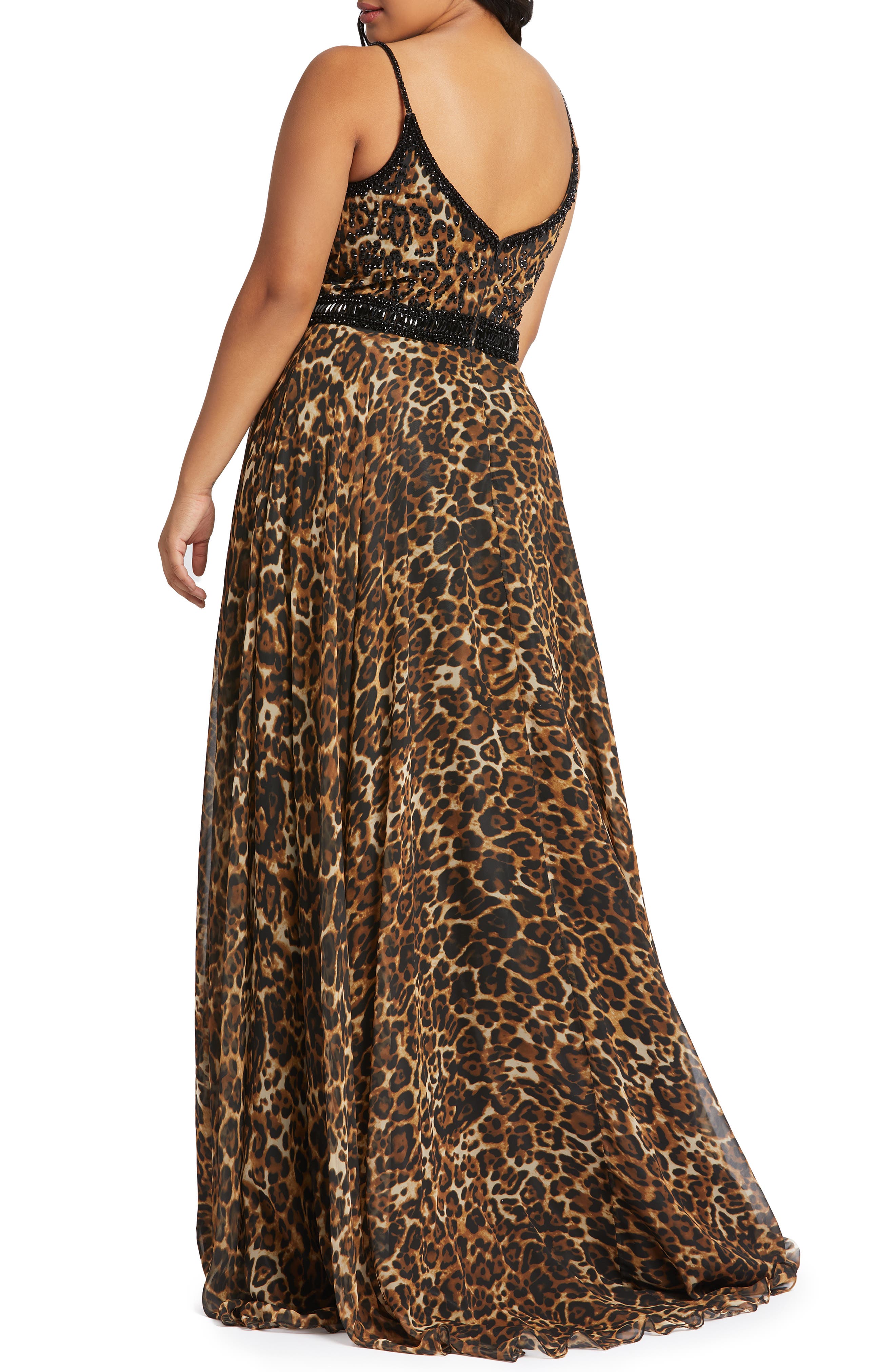 Mac Duggal Cheetah Print Chiffon Prom Dress (Women) | Nordstromrack