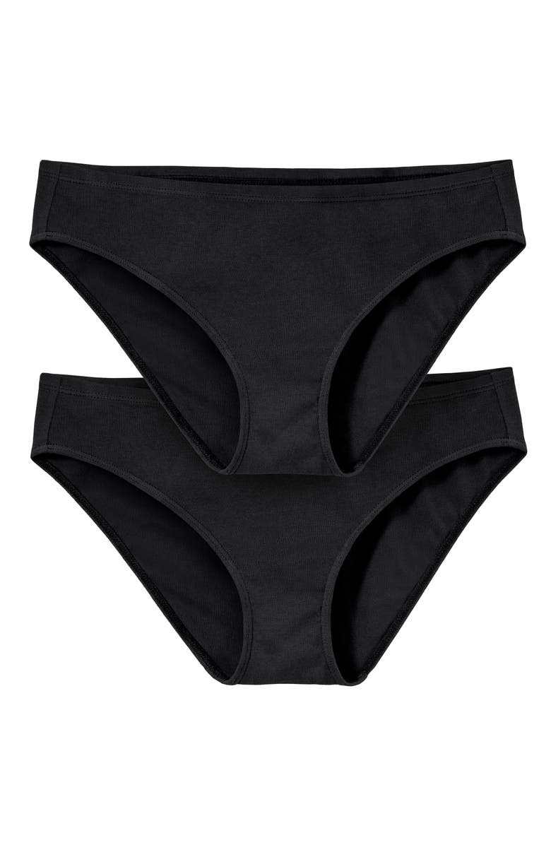 City Threads USA-Made Women's 100% Organic Soft Cotton Bikini Underwear 2-Pack, Main, color, Black