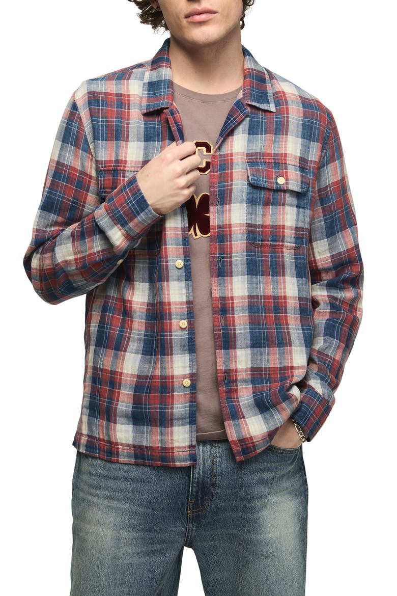 Plaid Double Gauze Shirt, Main, color, RED PLAID