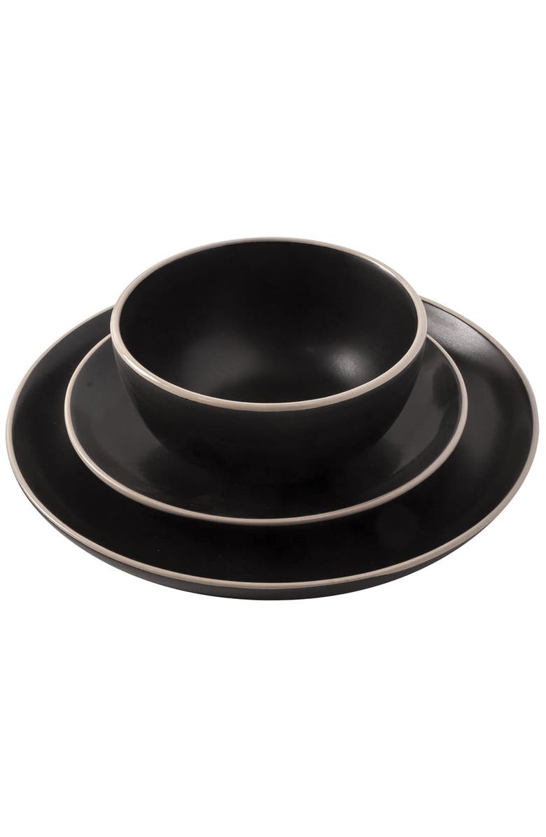 Gibson Home Rockaway 12 Piece Stoneware Dinnerware Set, Alternate, color, Black
