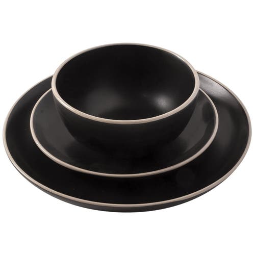 Gibson Home Rockaway 12 Piece Stoneware Dinnerware Set In Black