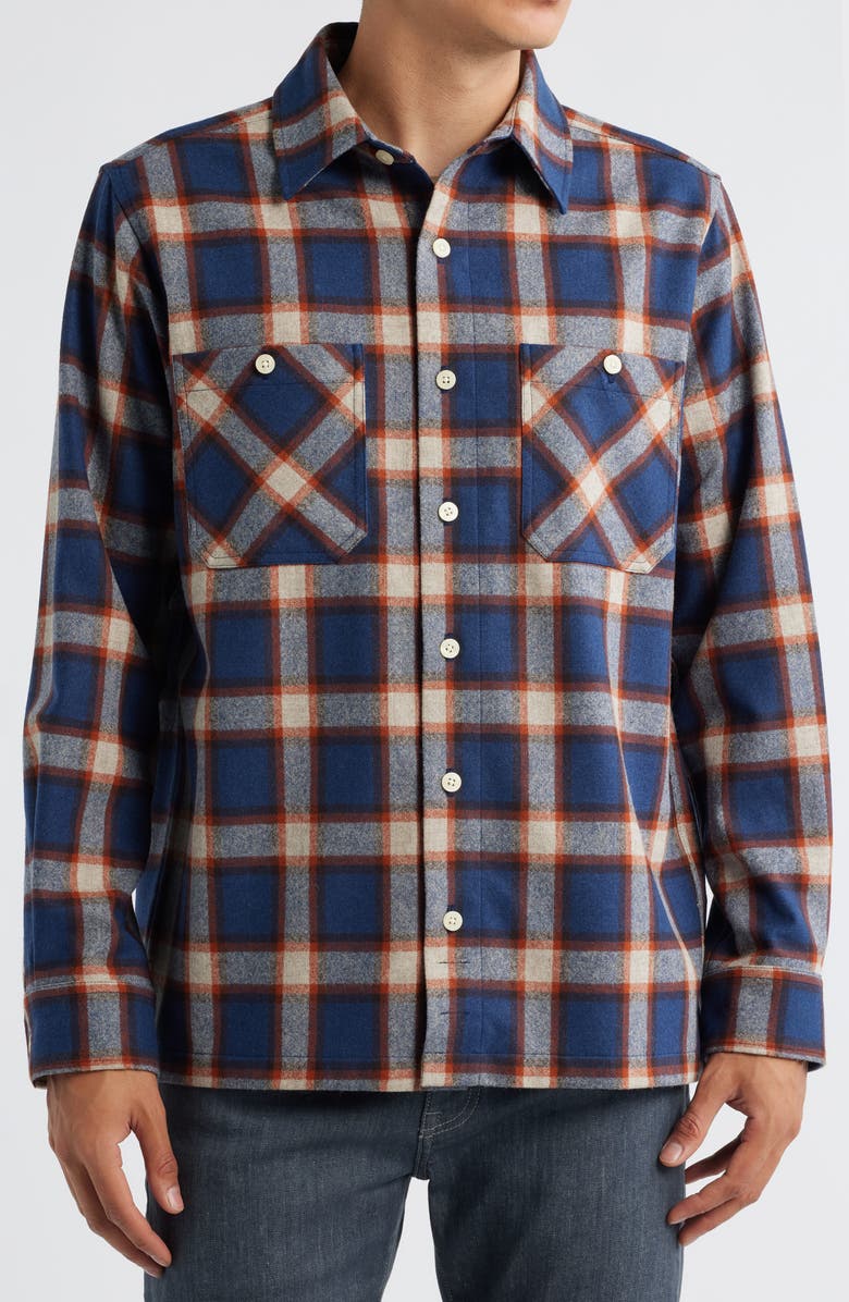 Pendleton Umatilla Wool Button-Up Work Shirt, Alternate, color, Navy/ Copper Plaid