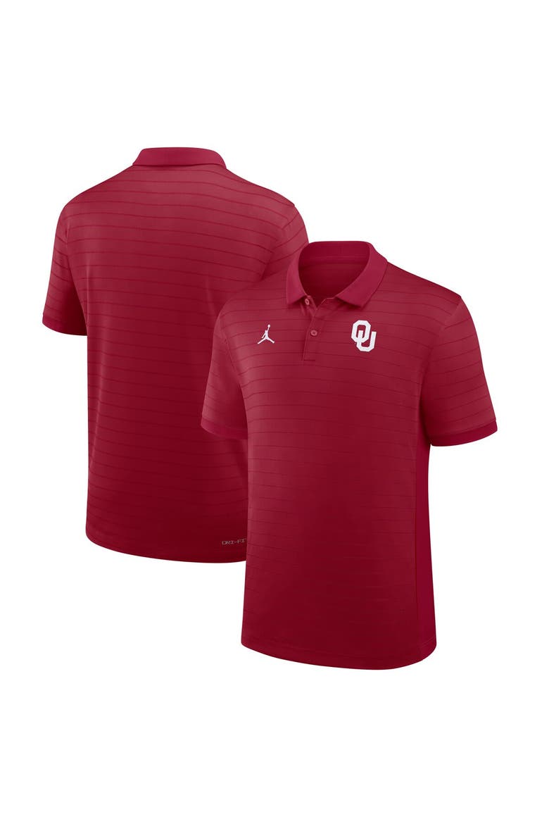 Men's Jordan Brand Crimson Oklahoma Sooners 2025 Early Season Coaches Sideline Victory Stripe Performance Polo, Alternate, color, Crimson
