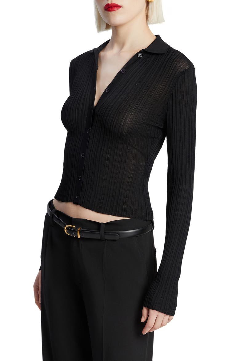 Ayda Long Sleeve Rib Top, Alternate, color, BLACK