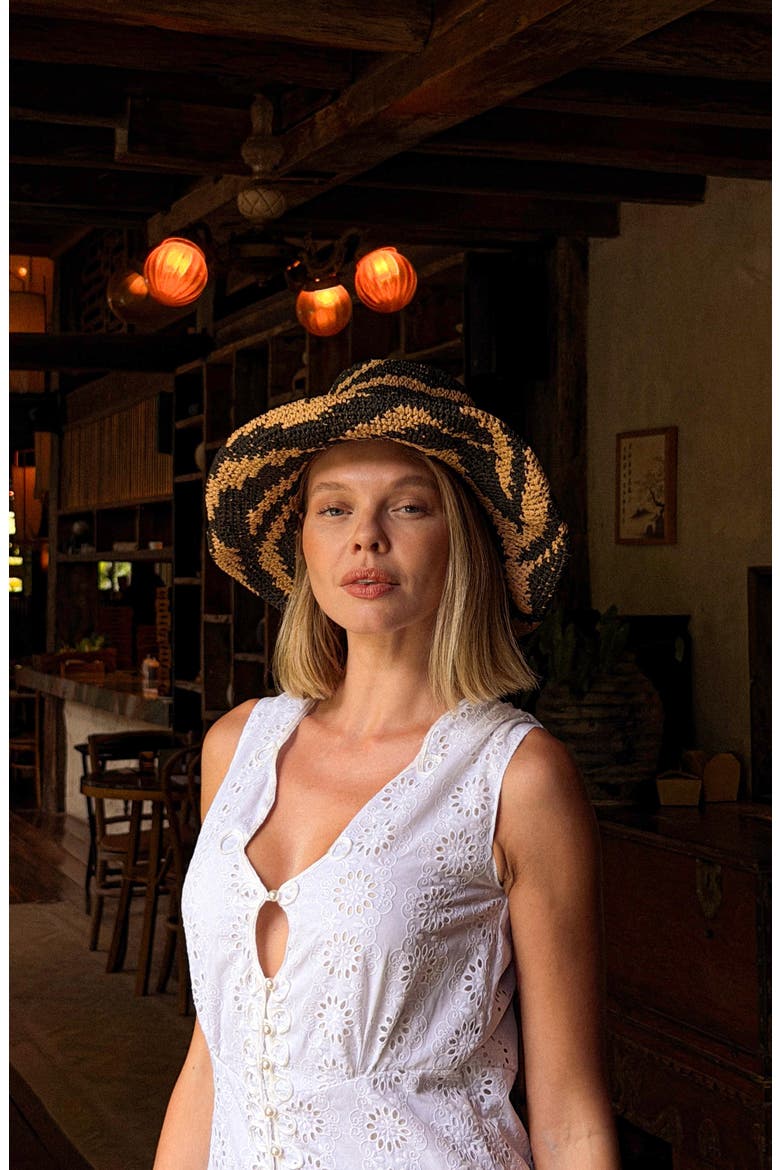 The Zenda Wide Brim Raffia Rancher Hat, Alternate, color, Black