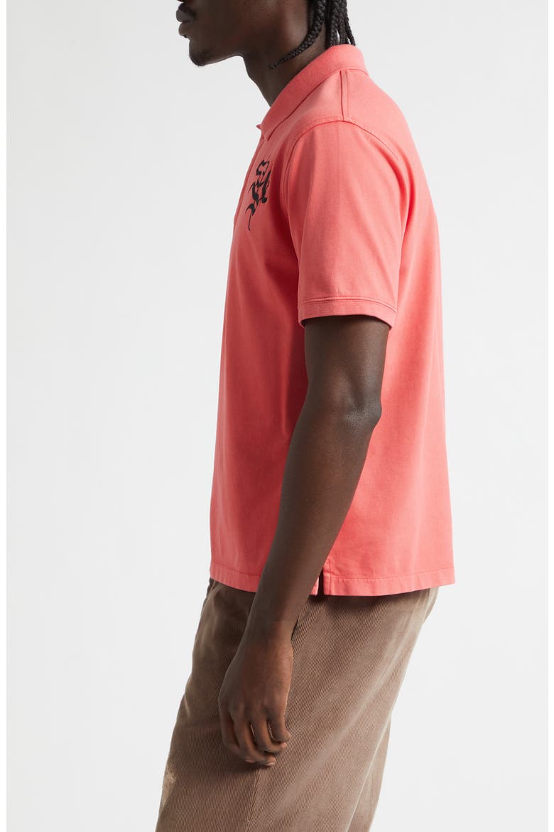 George Embroidered Crest Organic Cotton Polo, Alternate, color, TOMATINI