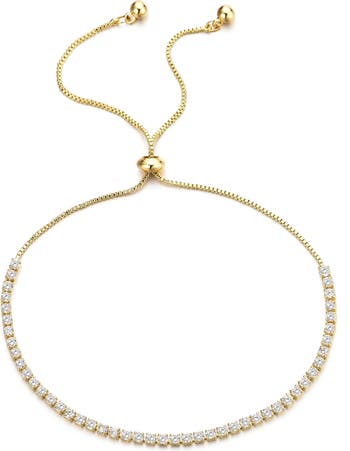 White Rhodium Plated Swarovski Crystal Accented Lariat Bracelet