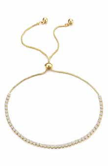 Adornia White Rhodium Plated Swarovski Crystal Accented Lariat Bracelet