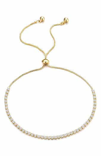 Adornia White Rhodium Plated Swarovski Crystal Accented Lariat Bracelet