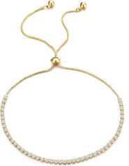 Adornia White Rhodium Plated Swarovski Crystal Accented Lariat Bracelet