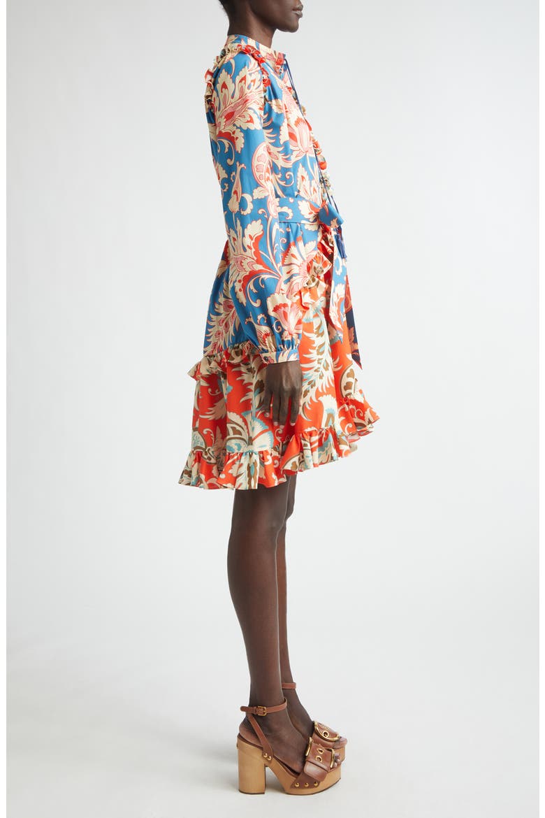 Print Long Sleeve Stretch Cotton Dress, Alternate, color, PRINT ON PALE BLUE BASE