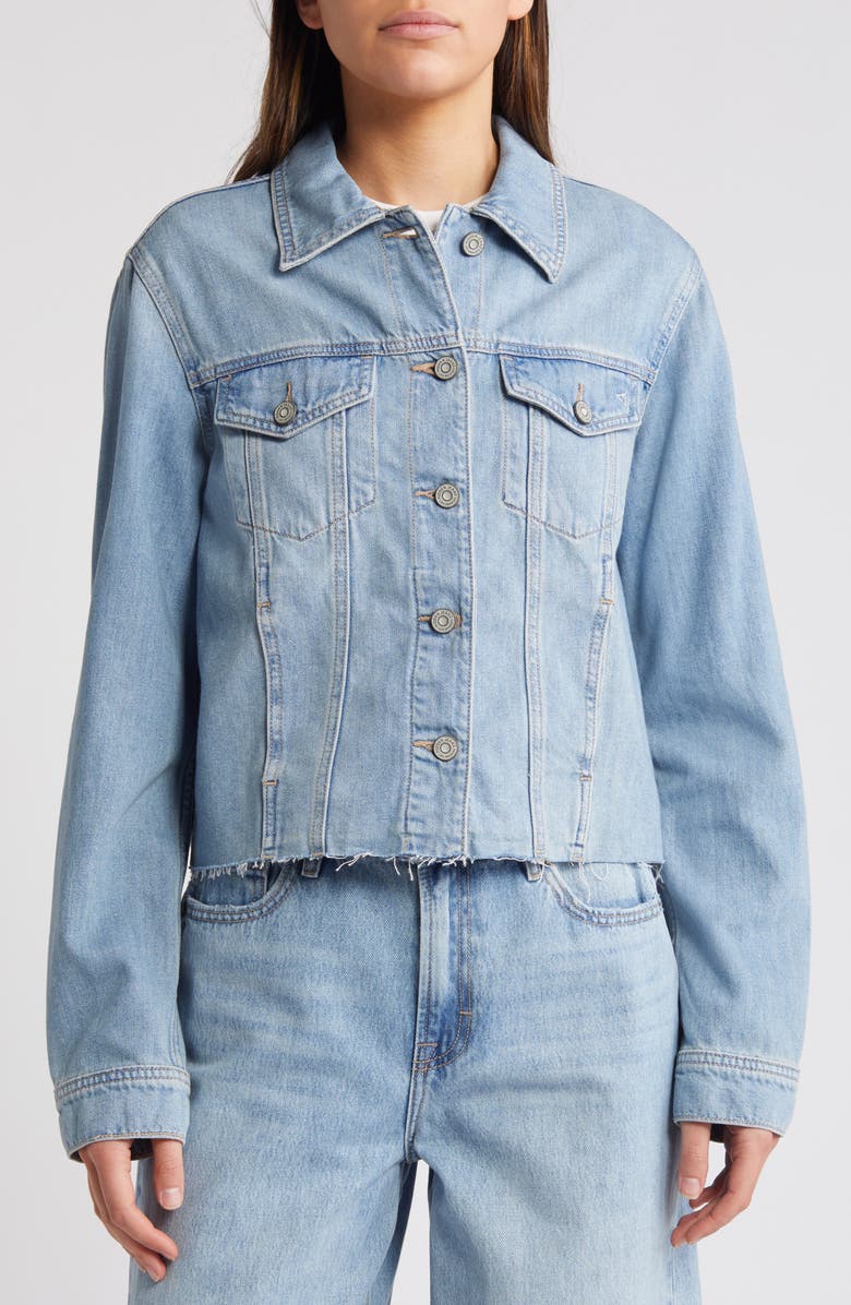 HIDDEN JEANS Relaxed Raw Hem Denim Jacket, Alternate, color, 