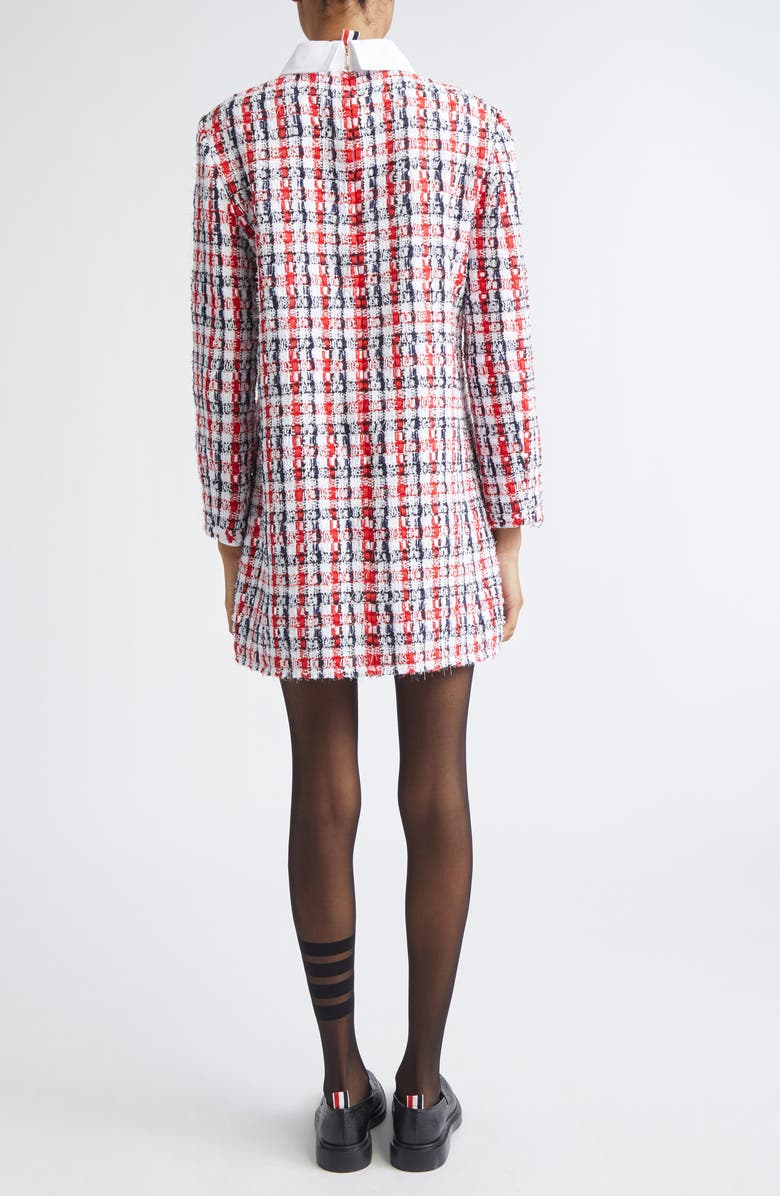 Thom Browne Long Sleeve Bouclé Tweed Dress, Alternate, color, Red/ White/ Blue