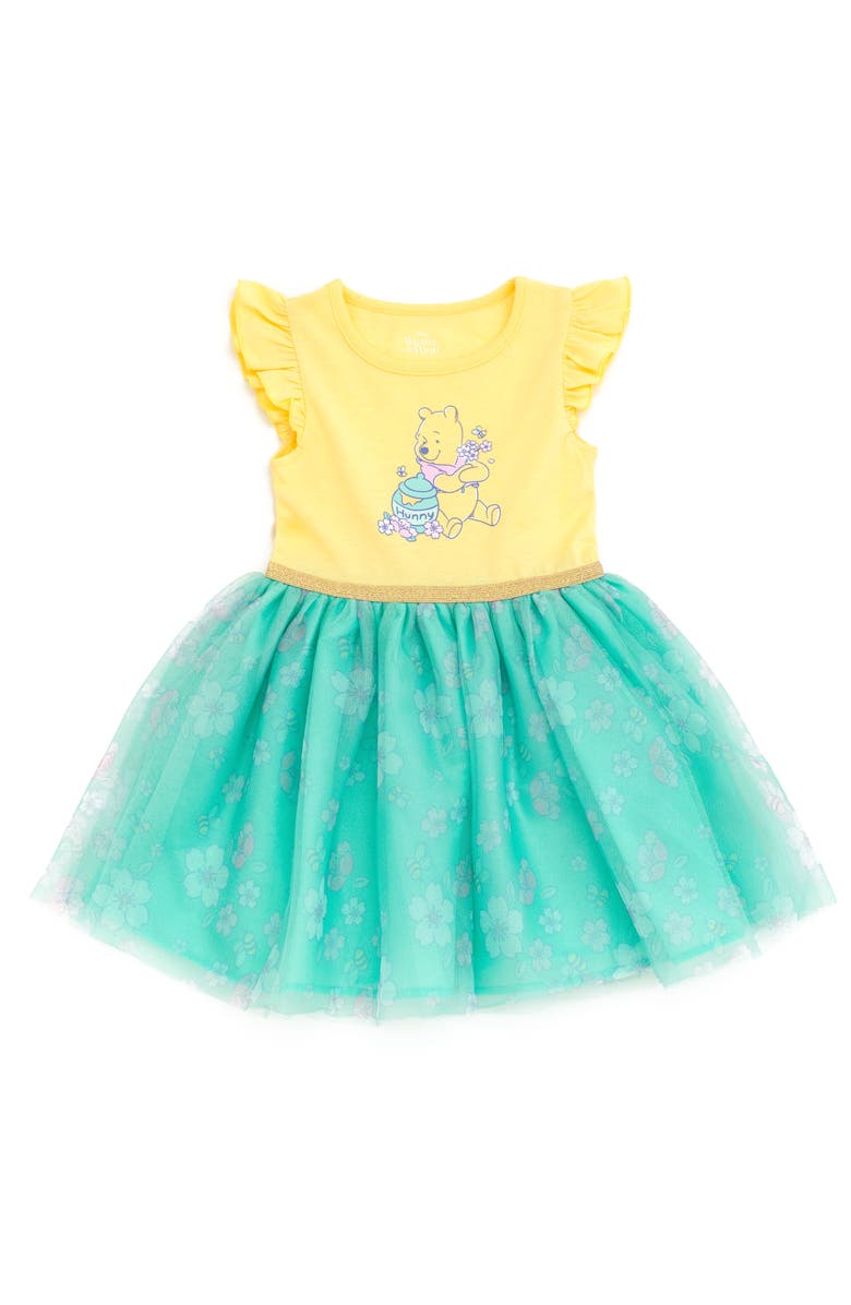 Disney Winnie the Pooh Short Sleeve Tutu Dress, Main, color, Yellow Mint Pooh