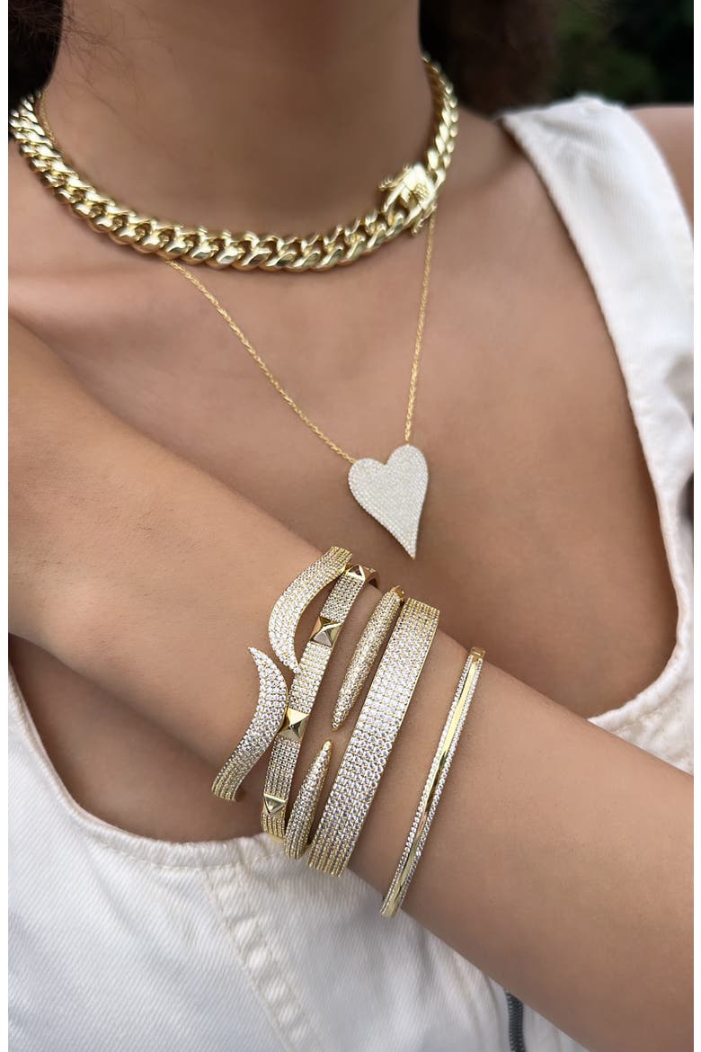 Studded Pavé Bangle, Alternate, color, GOLD