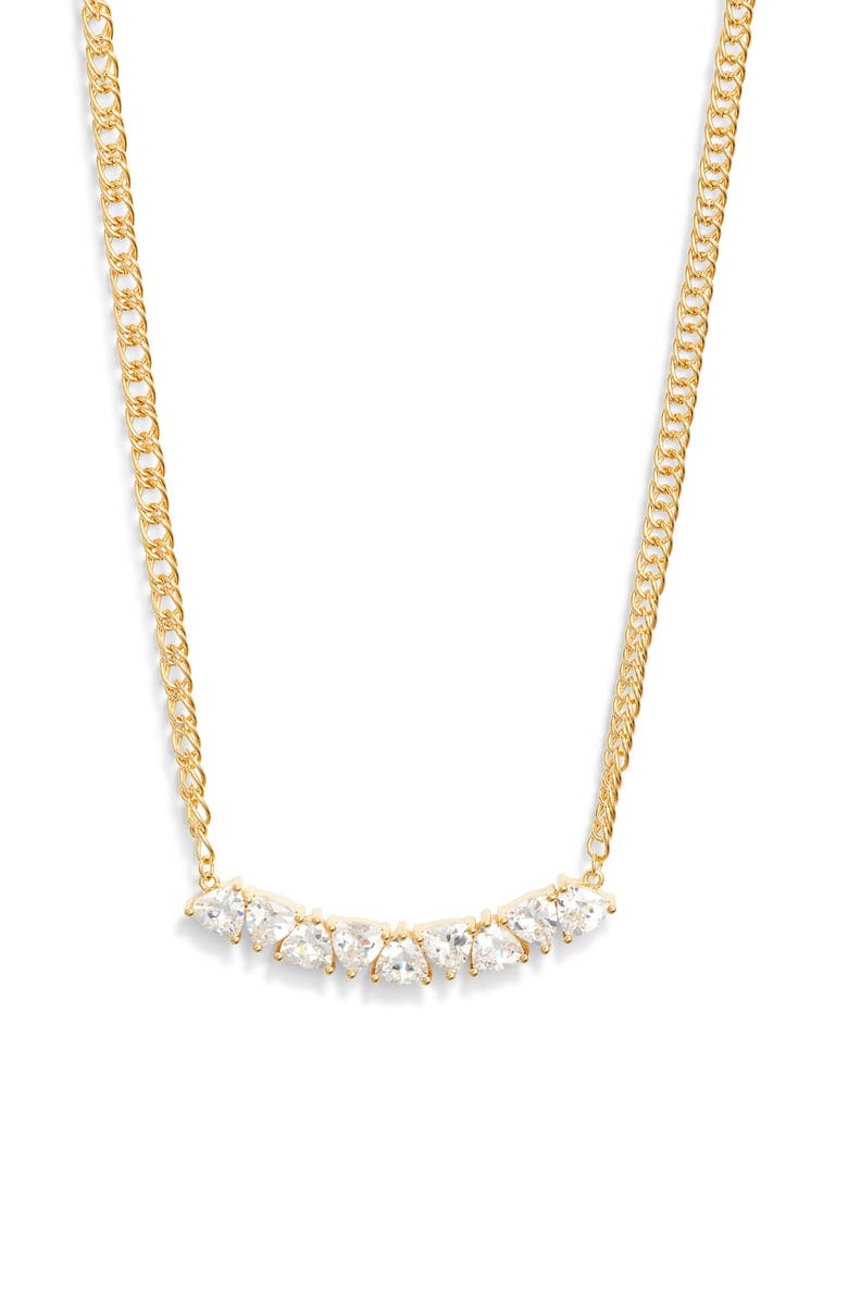 Nordstrom Nested Cubic Zirconia Bar Necklace, Main, color, Clear- Gold