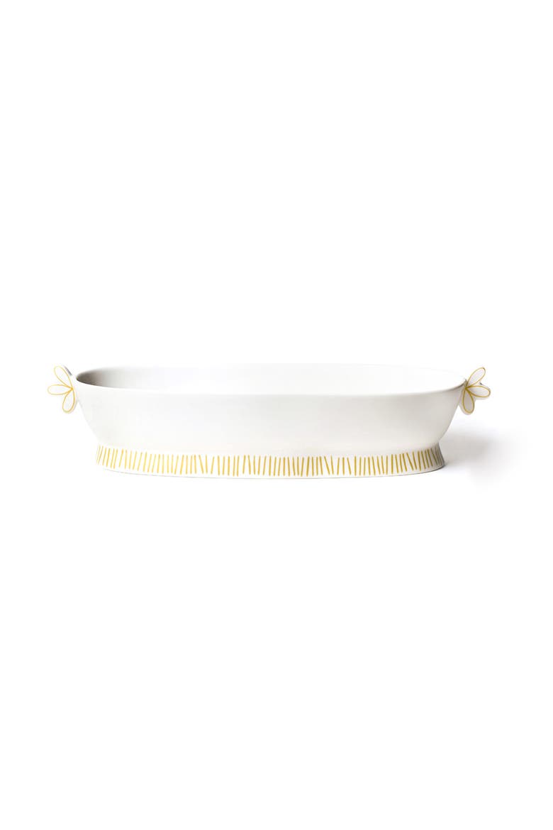 Deco Gold Scallop Handled Oval Bowl, Main, color, Yellow